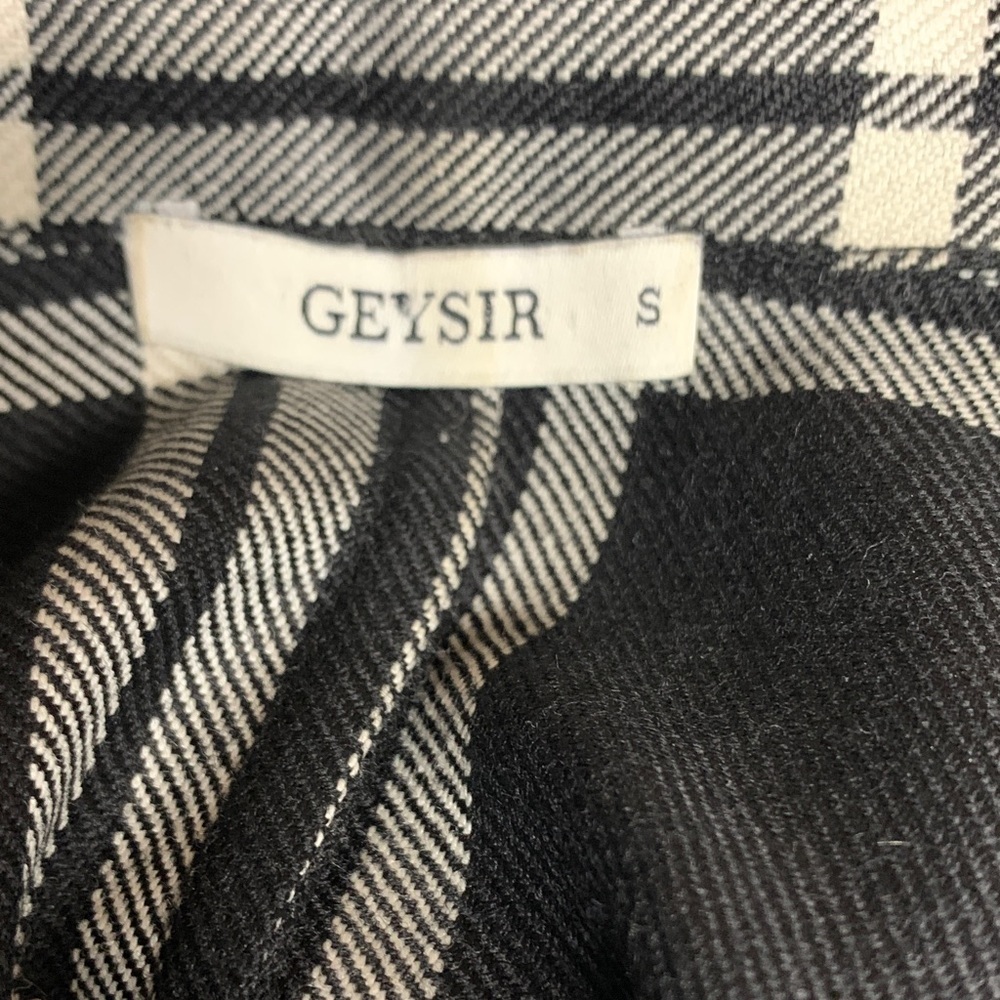Geysir Icelandic Black Cream Plaid Wool Shirt Dress Size S 38” - Picture 2 of 6